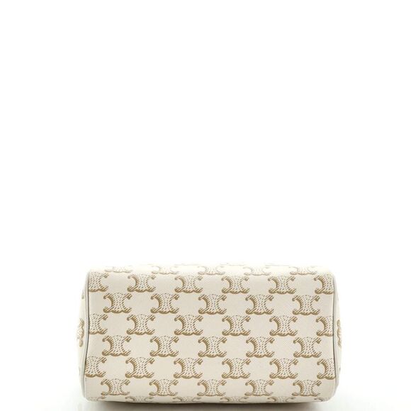 Celine Boston Bag Triomphe Coated Canvas Small Neutral - Picture 4 of 11